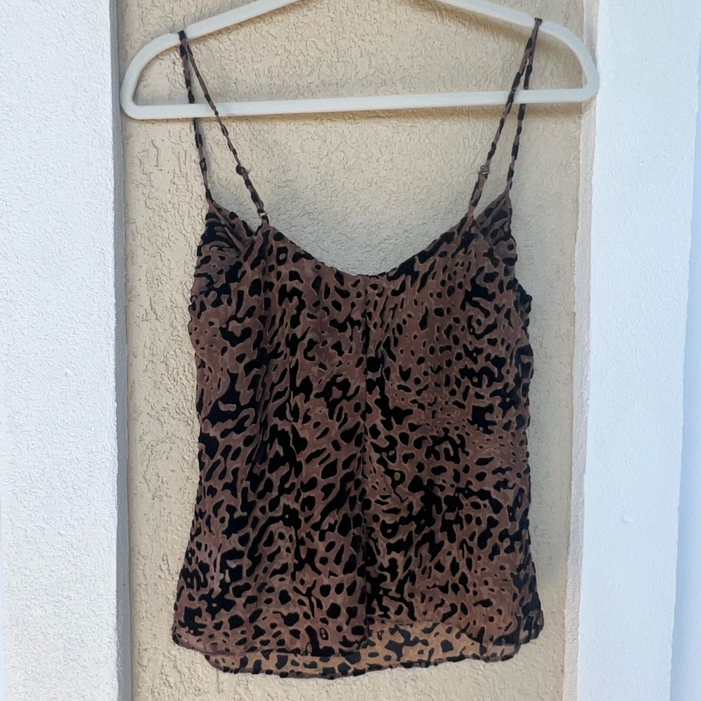 Reformation Deadstock Leopard Print Cowl Tank Top - Brown and Black - Picture 2 of 5